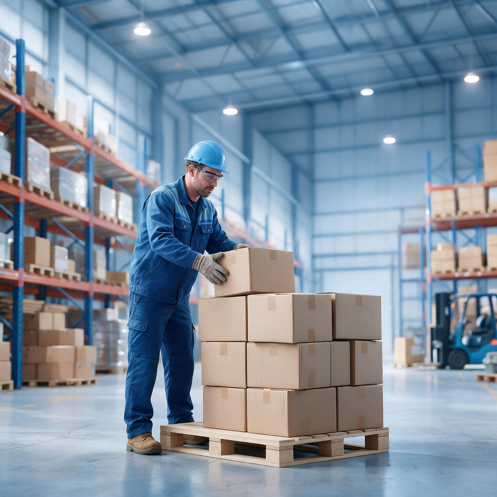 A warehouse employee with parcels